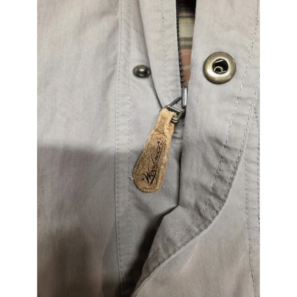 Vtg Woolrich Jacket Mens 2XL Tall Tan Zip Lined Chore Coat Jacket Hood